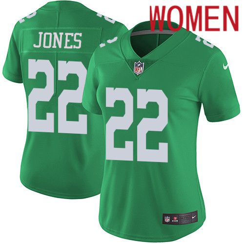 Women Philadelphia Eagles #22 Sidney Jones Nike Green Vapor Limited Rush NFL Jersey->women nfl jersey->Women Jersey